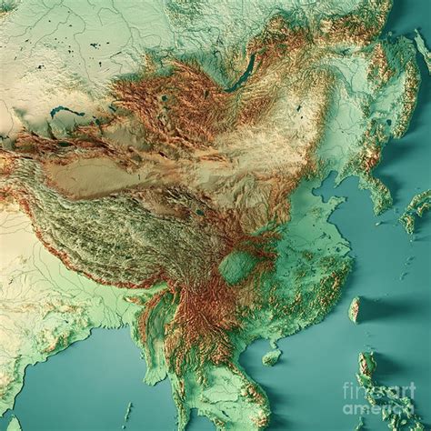 Topographic Map Of China And Surrounding Countries R Mapporn