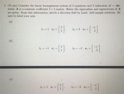 Solved 1 15 Pts Consider The Linear Homogeneous System Of Chegg