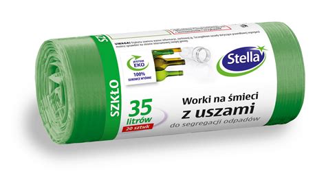 Stella worki z uszami do segregacji odpadów szkło 35 l zielone 20 szt