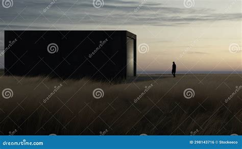 Minimalist Desert Hut Contemporary Chiaroscuro Perspective Rendering