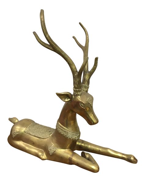 Modern 1970s Brass Deer Statue On Deer Statues Brass