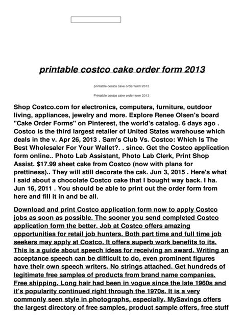 Fillable Online Zs Fumolin Printable Costco Cake Order Form 2013 Fax Email