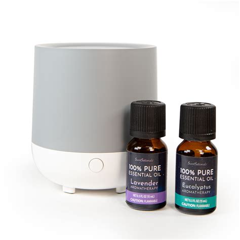 ScentSationals Essential Oil Diffuser 3 Piece Set, Grey, 100mL with 2 Essential Oils: