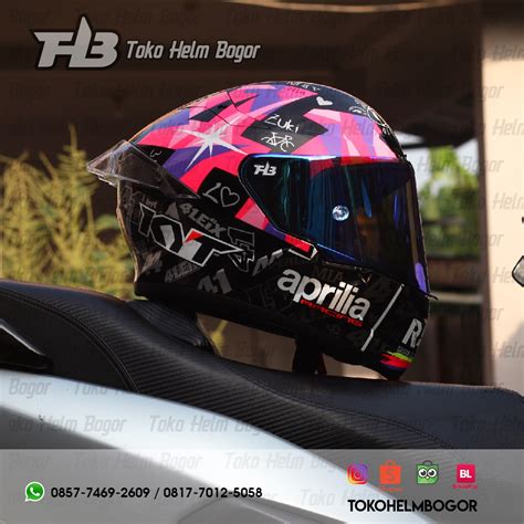 Jual KYT TT Course Espargaro 2021 Black Repaint Visor BLUE Spoiler GPR