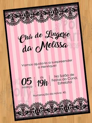 Convite Arte Digital Personalizada Cha De Lingerie Flores Compre Produtos Personalizados No Elo