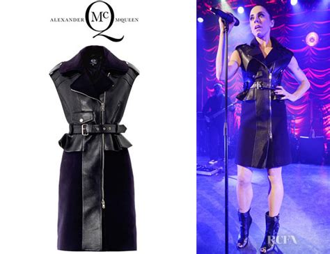 Melanie Chisholms Mcq Alexander Mcqueen Leather Biker Peplum Dress