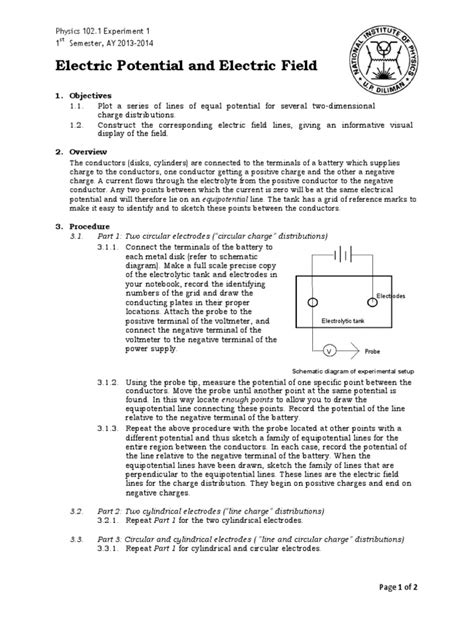 Electric Potential And Electric Field Experiment Methodology Pdf