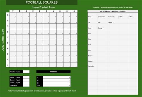 Google Sheets Template for Football Squares - Play Football Squares