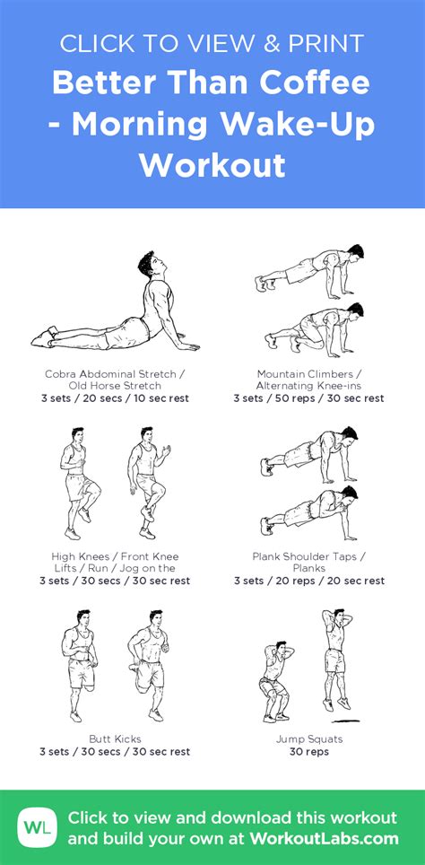 Better Than Coffee Morning Wake Up Workout Click To View And Print