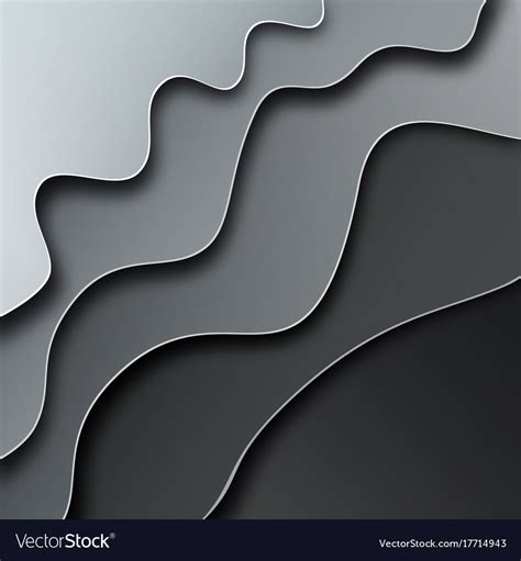 Abstract Curved Grey Wavy Background Paper Cut Vector Image