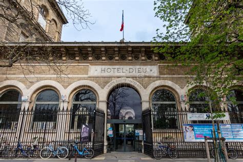 Exterior View Of The Hotel Dieu Hospital Paris France Editorial Stock