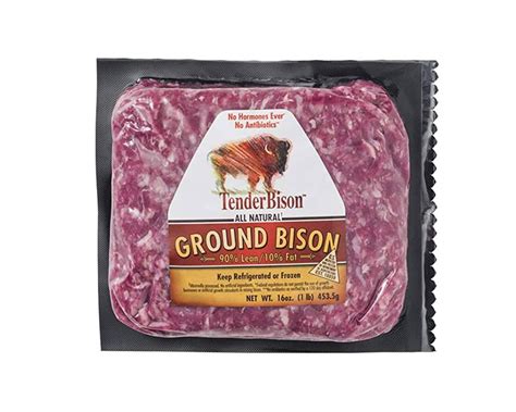 Ground Bison 80 Lean 16 Oz 12 Count Bison Meat Products TenderBison