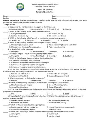 Science 10 Q1 Mod3 Processes And Landforms Along Plate Boundaries Final