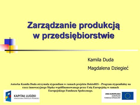 Ppt Zarz Dzanie Produkcj W Przedsi Biorstwie Powerpoint Presentation