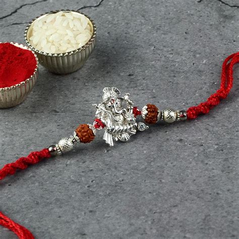 Pure Silver Mini Ganesh Rakhi Ganesh Rakhis