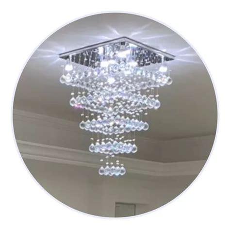 Lustre Em Cristais Base 50x50 Torre Parcelamento Sem Juros