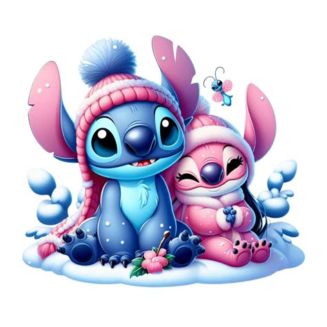 Clipart PNG do Stitch e do anjo, Stitch e anjo no inverno, personagens
