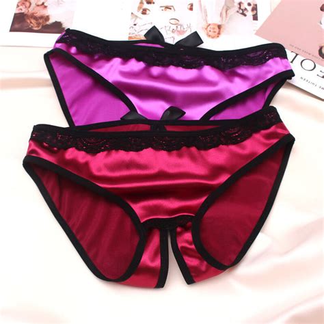 Womens Silk Satin Crotchless Thong G String Panties Lingerie Underwear Briefs EBay