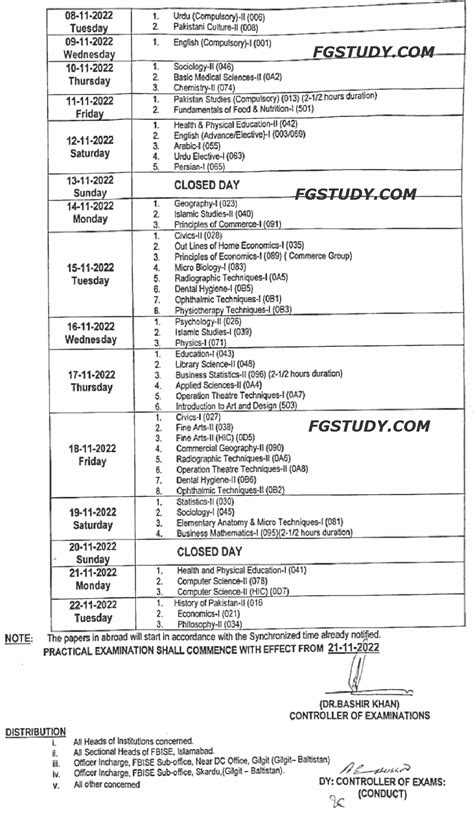 Fbise Date Sheet Hssc Image To U