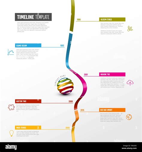 Vector Infographic Vertical Timeline Report Template With D Colored