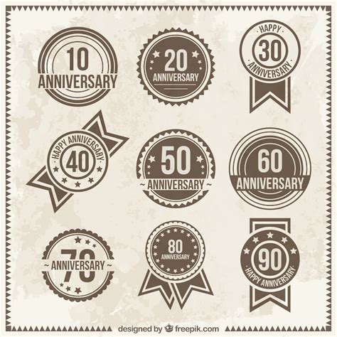 Premium Vector Vintage Anniversary Badges