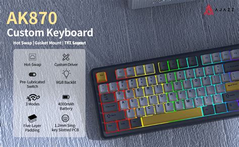 Amazon Ajazz Ak Tkl Hot Swap Gasket Mount Mechanical Keyboard Mah Bluetooth G