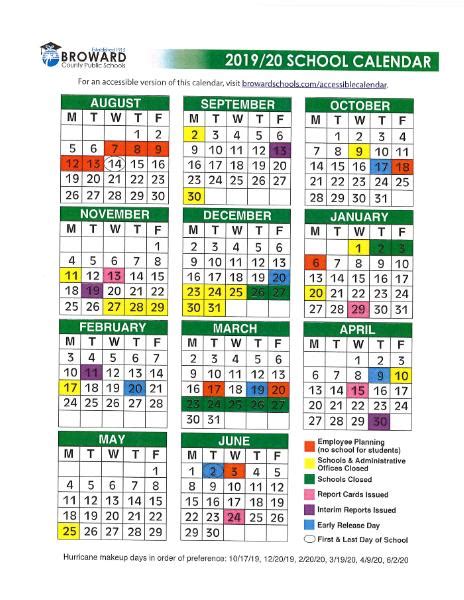 2019 2020 Broward Schools Calendar Information