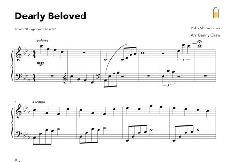 Dearly Beloved Arr Benny Chaw Sheet Music Yoko Shimomura Piano Solo