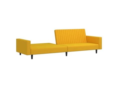 Vidaxl canapé lit à 2 places avec repose pied jaune velours Conforama