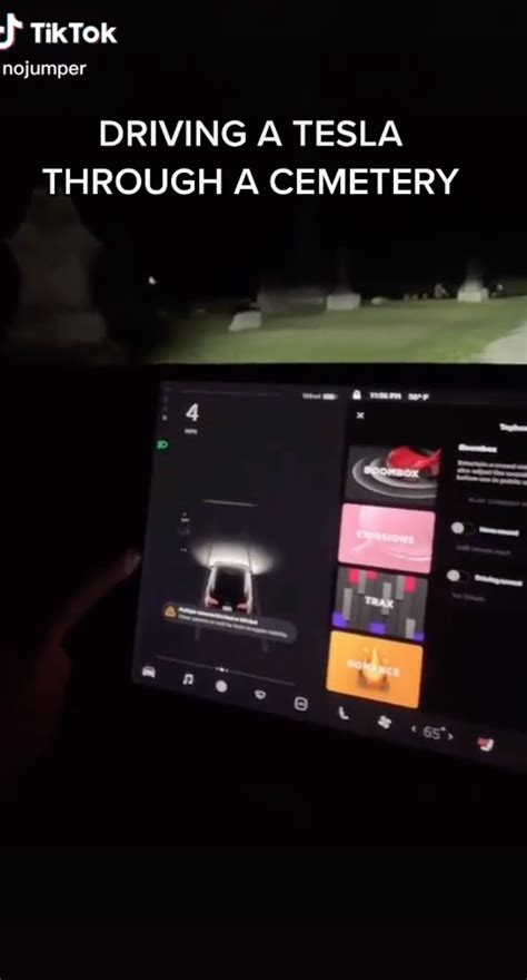 Exploring The Unusual Driving A Tesla Through A Cemetery