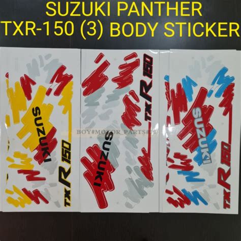 SUZUKI TXR 150 PANTHER 3 BODY STRIPE STICKER YELLOE BLACK