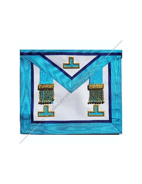 Masonic Worshipful Master Apron Of Misraim Rite With Blue Piping