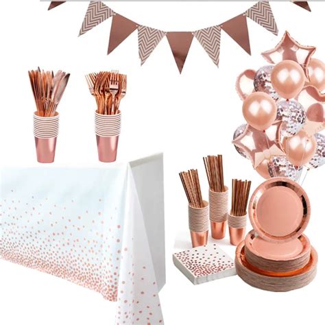 Conjunto De Lou A Descart Vel Para Festa Ouro Rosa Copos De Papel