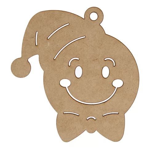 Cara Personajes Navideños Mdf Decorar Arbol 12cm Mylin 1pz Color