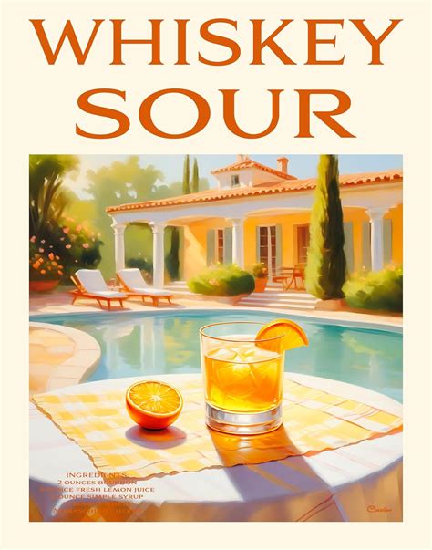 Whiskey Sour Cocktail Drink Poster Cassolino Krugers Posters 24x36 Posters