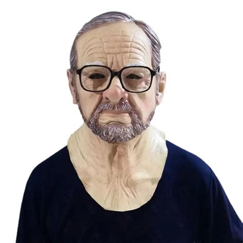 Realistic Old Man Mask Latex Full Face Neck Helmet For Masquerade Party