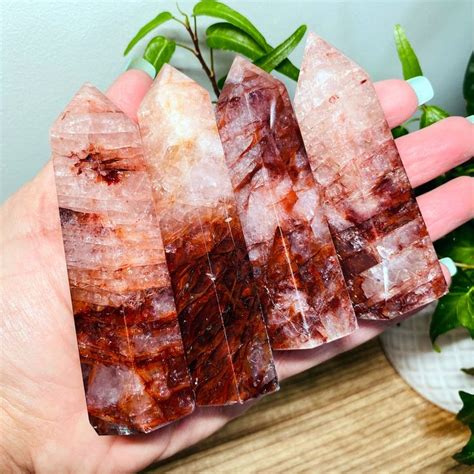 Red Hematoid Quartz Tower Fire Quartz Rainbow Flash Madagascar Reiki