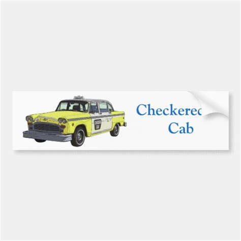 Checker Cab Taxi Classic Car Illustration Bumper Sticker Zazzle