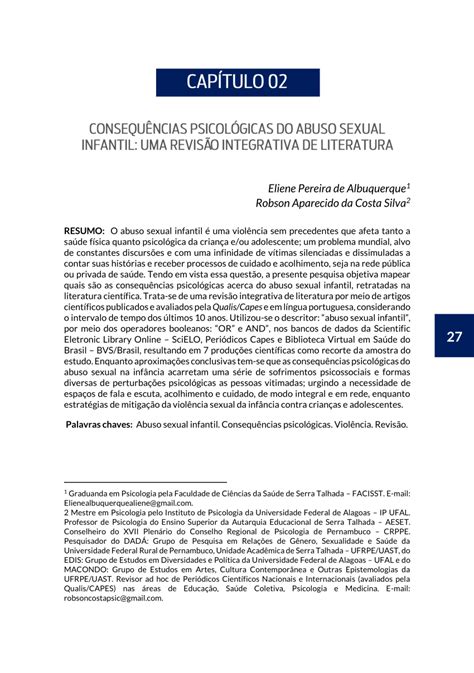 Pdf Consequ Ncias Psicol Gicas Do Abuso Sexual Infantil Uma Revis O