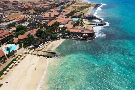 Aerial View Of Santa Maria Beach In Sal Island Cape Verde Cabo Stock