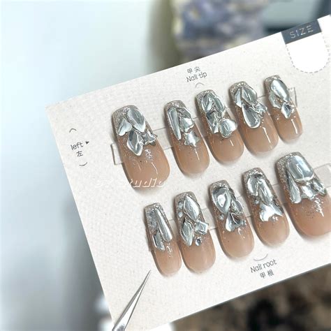 Irregular Diamonds Pink Nude Press On Nails Studio