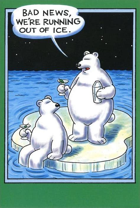 Nobleworks Running Out Of Ice Funny Humorous Bear Christmas Card 1