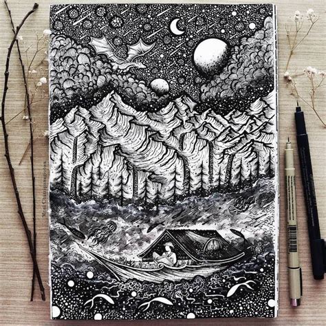 Art And Illustration Ink Illustrations Pen Art Drawings Cool