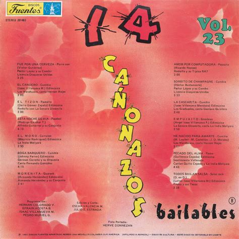 MELODIAS DE COLOMBIA 14 CAÑONAZOS BAILABLES VOL 23 DISCOS FUENTES 1983