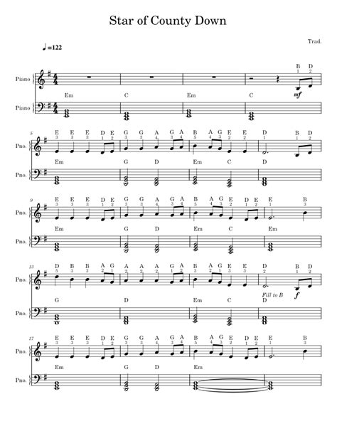 Star Of County Down Grade 1 Sheet 3 Sheet Music For Piano Piano Duo