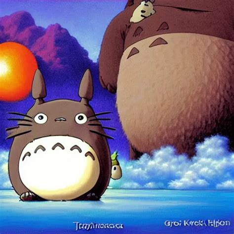 Totoro From My Neighbor Totoro Eating A Riceball Stable Diffusion