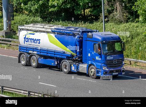 Farmers Feed Business Haulage Delivery Trucks Blue White Lorry