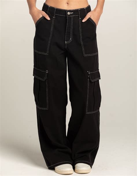 RSQ Womens Baggy Cargo Pants BLACK Tillys