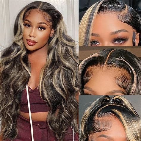 Bele Glueless Wig Human Hair Ombre Wig B Body Wave X Hd Lace