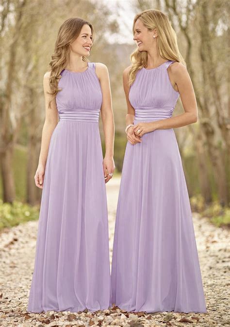 Chiffon Bridesmaid Dress A Line Princess Scoop Neck Long Floor Length